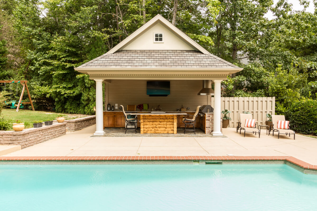 pool house with kitchen in Charlotte