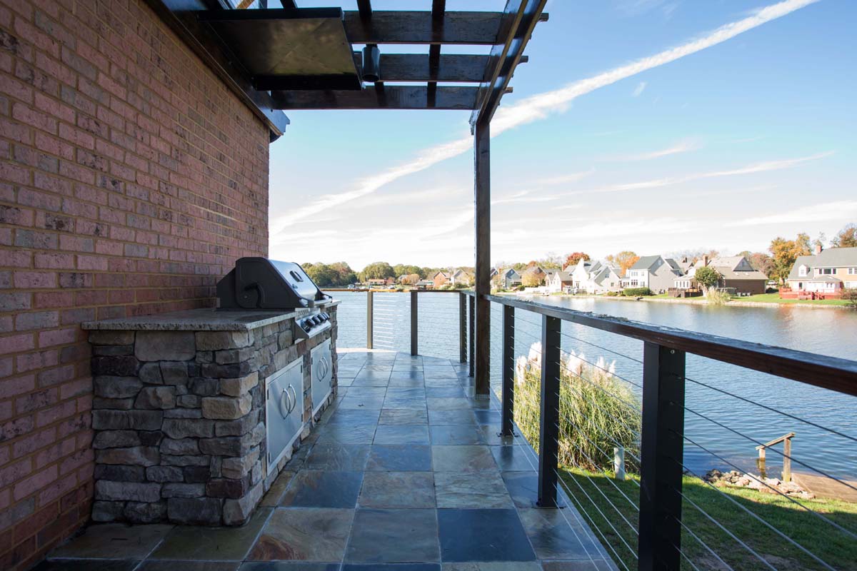 stone paver deck with grill in charlotte nc